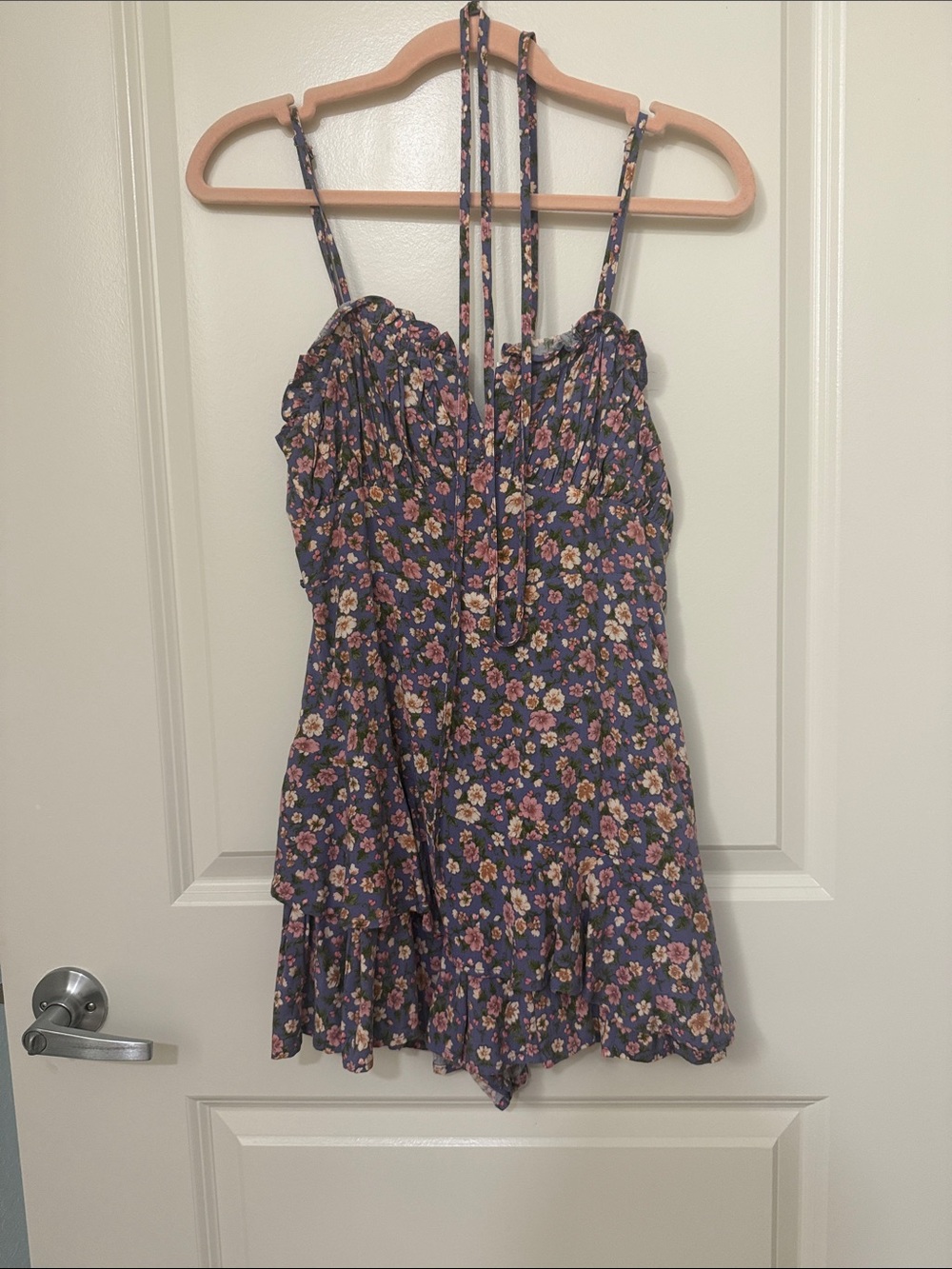 Altar'd State Navy Floral Spaghetti Strap Romper